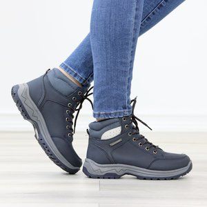 Woman's Hiking Active Waterproof High Top Comfort Sneakers Shoes, Navy